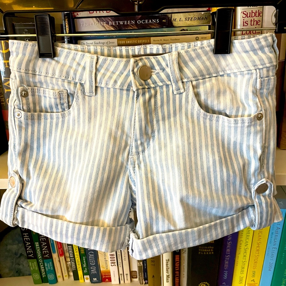 DL 1961 Piper Pinstripe/Denim White & Blue Striped Shorts 10